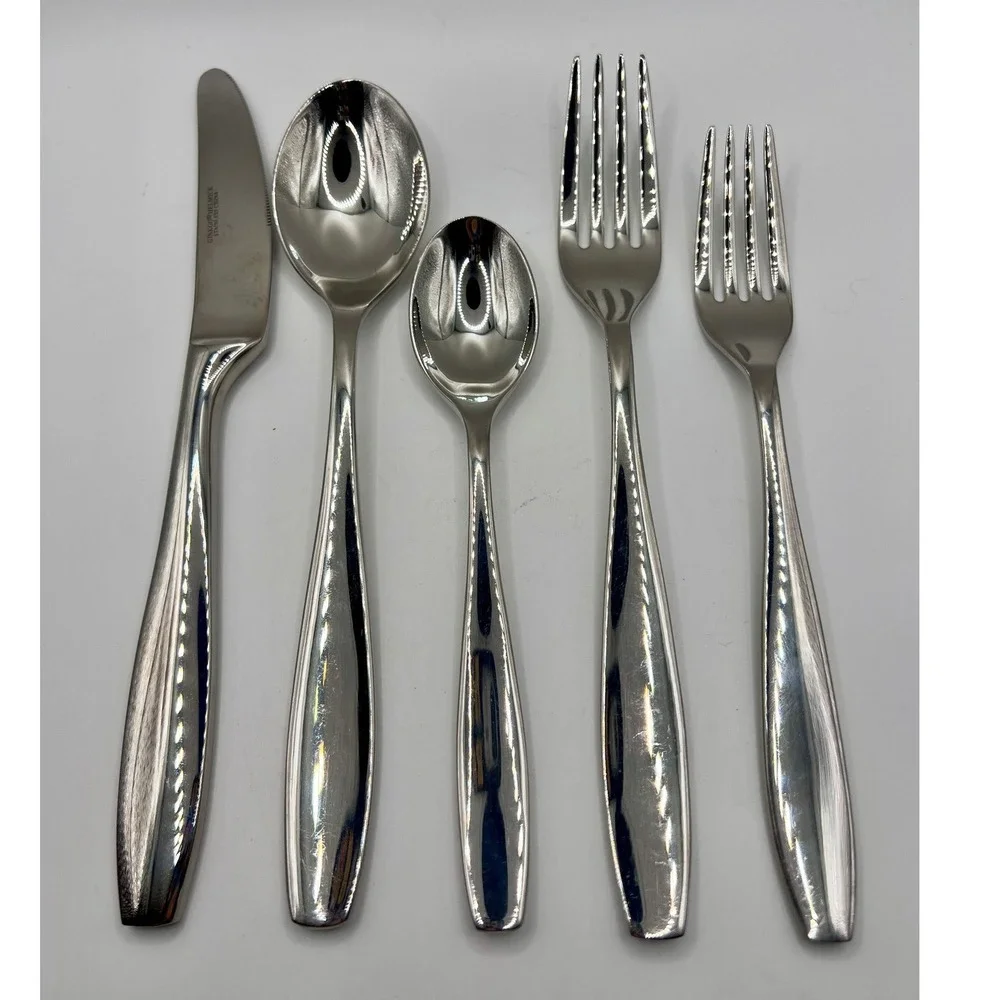 Ginkgo Helmick Flatware 5pc Silver Excellent Starlight Pattern Stainless Steel